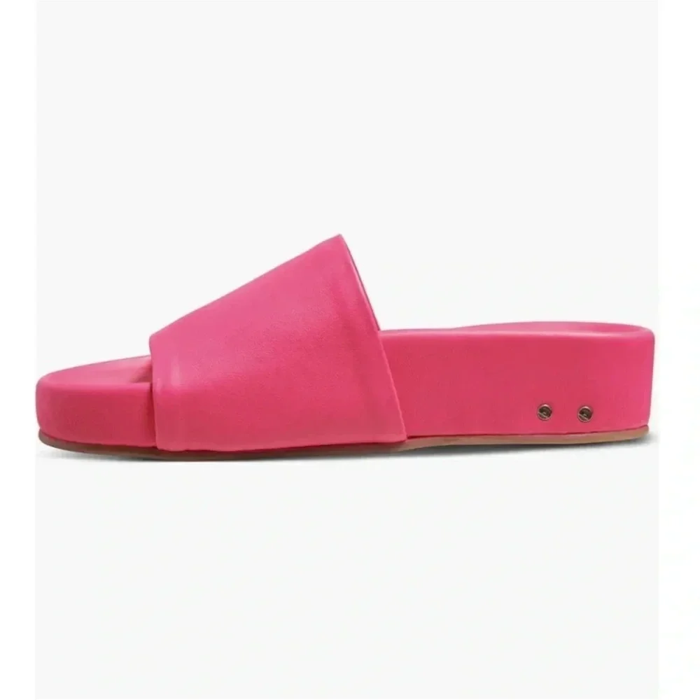 Beek Pelican Leather Platform Sandal Watermelon Size 9 - Picture 3 of 9